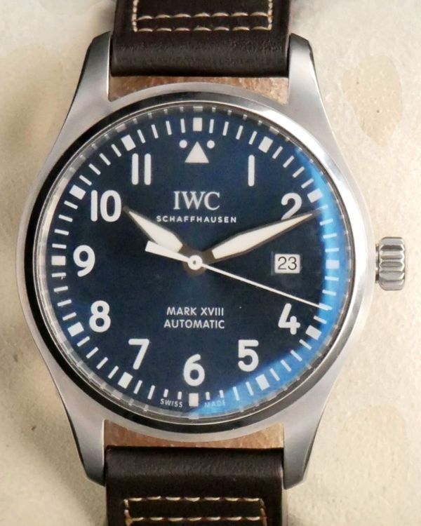 2018 IWC Schaffhausen Spitfire Mark XVIII "Le Petit Prince" 40MM Blue Dial Leather Strap (IW327004)