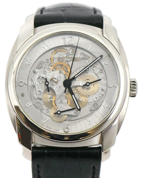 Vacheron Constantin Quai De I'lle Day Date & Power Reserve 41MM Skeleton Dial Leather Strap (85050)