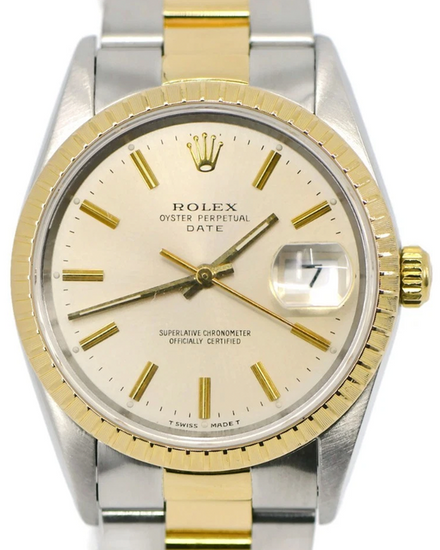 Rolex Oyster Perpetual Date 34MM Champagne Dial Two-Tone Oyster Bracelet (15223)