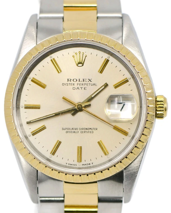 Rolex Oyster Perpetual Date 34MM Champagne Dial Two-Tone Oyster Bracelet (15223)