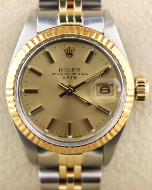 No Reserve - 1984 (8.1 Mill. Serial) Rolex Oyster Perpetual Lady Date 26MM Champagne Dial Two-Tone Jubilee Bracelet (6917)
