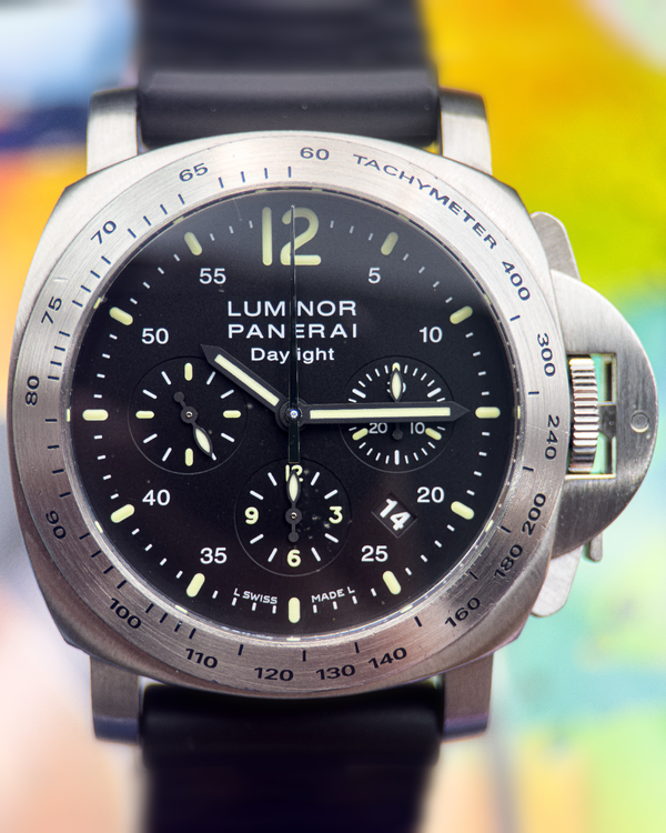2010 Panerai Luminor Chrono Daylight 44MM Black Dial Rubber Strap (PAM00250)