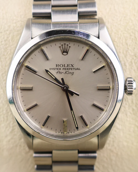No Reserve - 1979 (6.3 Mill Serial) Rolex Air-King 34MM Silver Dial Oyster Bracelet (5500)