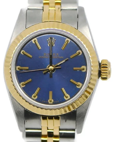 Rolex Oyster Perpetual 24MM Blue Patina Dial Two-Tone Jubilee Bracelet (67193)