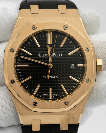 2018 Audemars Piguet Royal Oak 41MM Black Dial Leather Strap (15400OR.OO.D002CR.01)