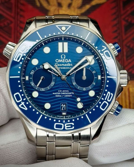 2022 Omega Seamaster Diver 300M Chronograph 44MM Blue Dial Steel Bracelet (210.30.44.51.03.001)