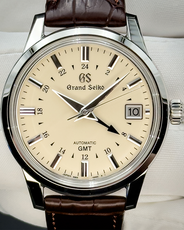 No Reserve - 2026 Grand Seiko Elegance Collection GMT 39.5MM Champagne Dial Leather Strap (SBGM221G)