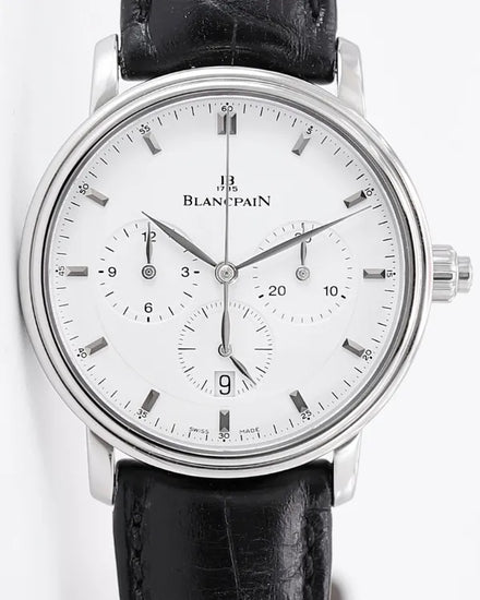 Blancpain Villeret 38MM White Dial Aftermarket Leather Strap (6185-1127-55B)