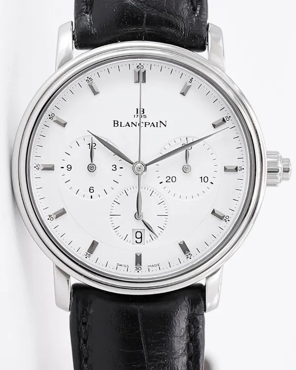 Blancpain Villeret 38MM White Dial Aftermarket Leather Strap (6185-1127-55B)