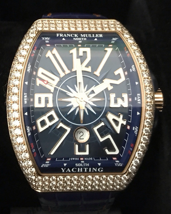 2021 Franck Muller Vanguard Yachting 44MM Blue Dial Aftermarket Leather Strap (V45 SCDT D YACHT 5N BL)