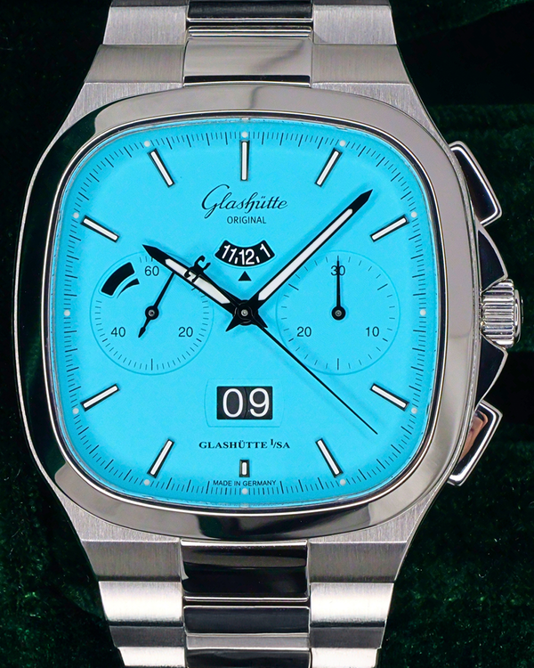 2022 Glashütte Original Seventies Panorama Date 40MM Turquoise Dial Steel Bracelet (1-37-02-10-02-70)