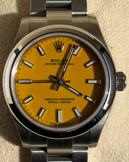 2022 Rolex Oyster Perpetual 31MM Yellow Dial Oyster Bracelet (277200)