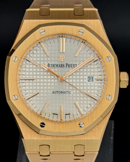 2015 Audemars Piguet Royal Oak 41MM Silver Dial Rose Gold Bracelet (15400OR.OO.1220OR.02)