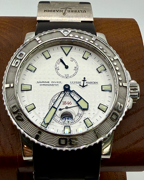 No Reserve - Ulysse Nardin Marine Diver 42.7MM White Dial Rubber Strap (263-33)
