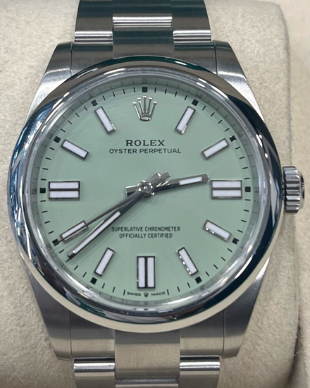 2025 Rolex Oyster Perpetual 41MM Pistachio Dial Oyster Bracelet (134300)