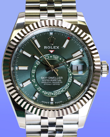 No Reserve - 2026 Rolex Sky-Dweller 42MM Green Dial Jubilee Bracelet (336934)