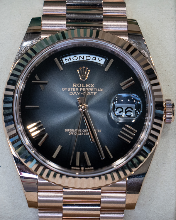 2025 Rolex Day-Date 40MM Slate "Ombré" Dial Rose Gold President Bracelet (228235)