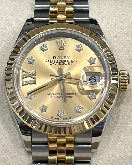 2022 Rolex Lady-Datejust 28MM Champagne Dial Two-Tone Jubilee Bracelet (279173)