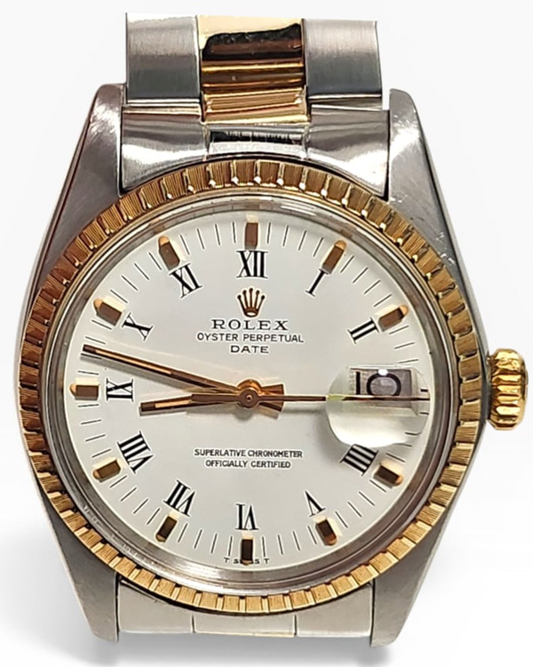 Rolex Oyster Perpetual Date 34MM White Dial Two-Tone Oyster Bracelet (1505)