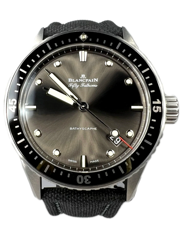 Blancpain Fifty Fathoms Bathyscaphe 43MM Grey Dial Textile Strap (5000-1110-B52A)