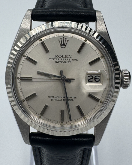 Rolex Datejust 36MM Silver Dial Aftermarket Leather Strap (1601)