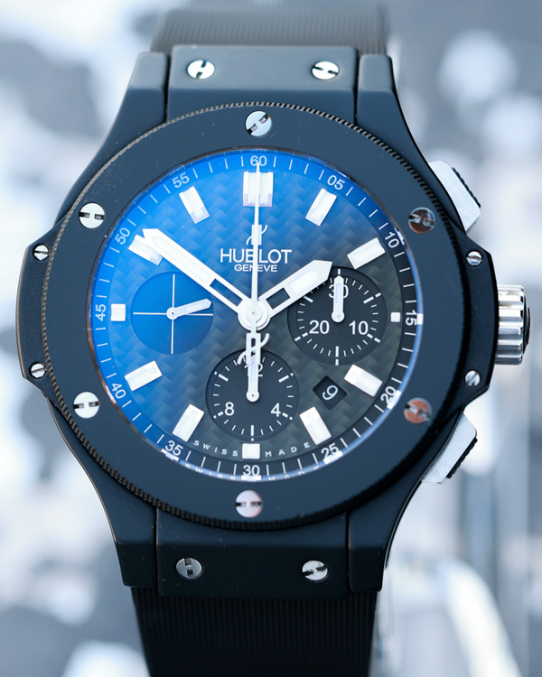 No Reserve - Hublot Big Bang "Black Magic" 44MM Carbon Fiber Dial Rubber Strap (301.CI.1770.RX)