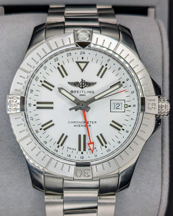 No Reserve - 2023 Breitling Avenger GMT 43MM White Dial Steel Bracelet (A32397)