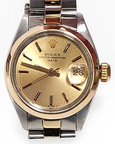 1980 Rolex Oyster Perpetual Lady Date 26MM Champagne Dial Two-Tone Oyster Bracelet (6916)