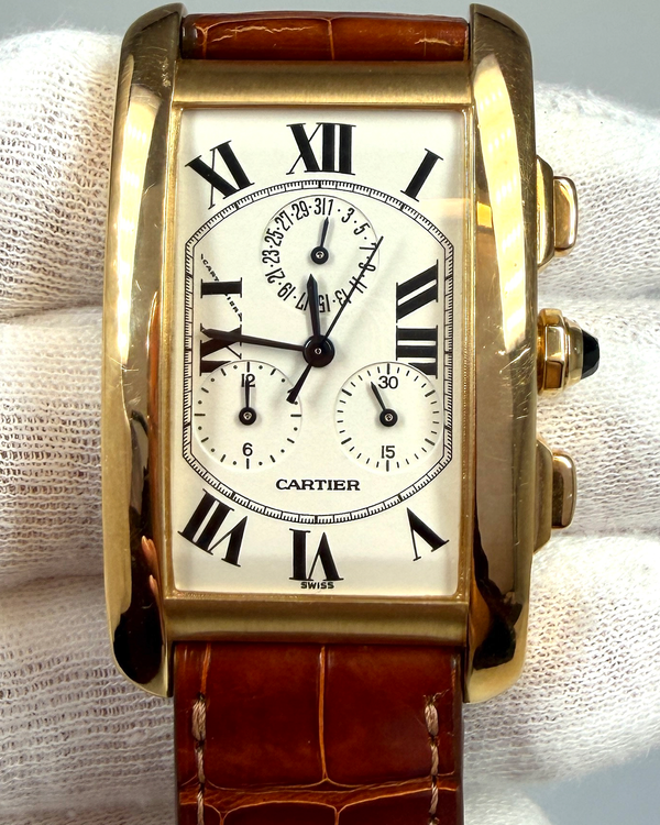 Cartier Tank Américaine 45MM Quartz White Dial Leather Strap (1730)