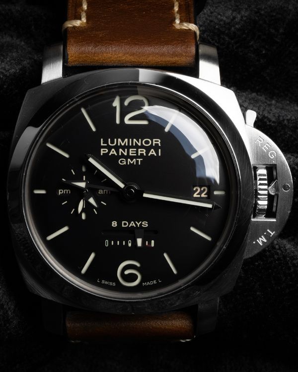 2012 Panerai Luminor 1950 8 Days 44MM Black Dial Leather Strap (PAM00233)