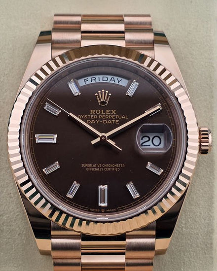 2026  Rolex Day-Date 40MM Chocolate Dial Rose Gold President Bracelet (228235)