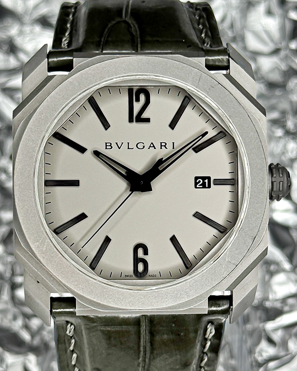 No Reserve - Bvlgari Octo 41MM Grey Dial Leather Strap (BGO41C14TVD)