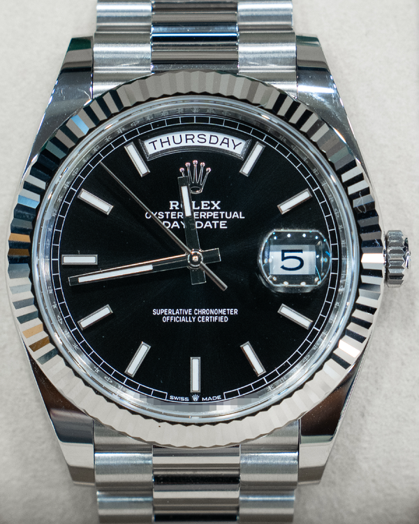 2026 Rolex Day-Date 40MM Black Dial Platinum President Bracelet (228236)