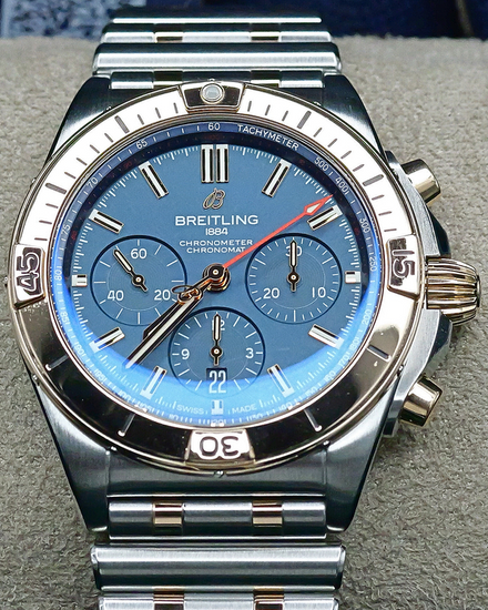Breitling Chronomat B01 42MM Blue Dial Two-Tone Bracelet (UB0134)