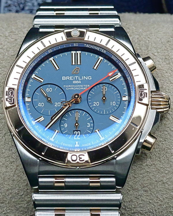 Breitling Chronomat B01 42MM Blue Dial Two-Tone Bracelet (UB0134)