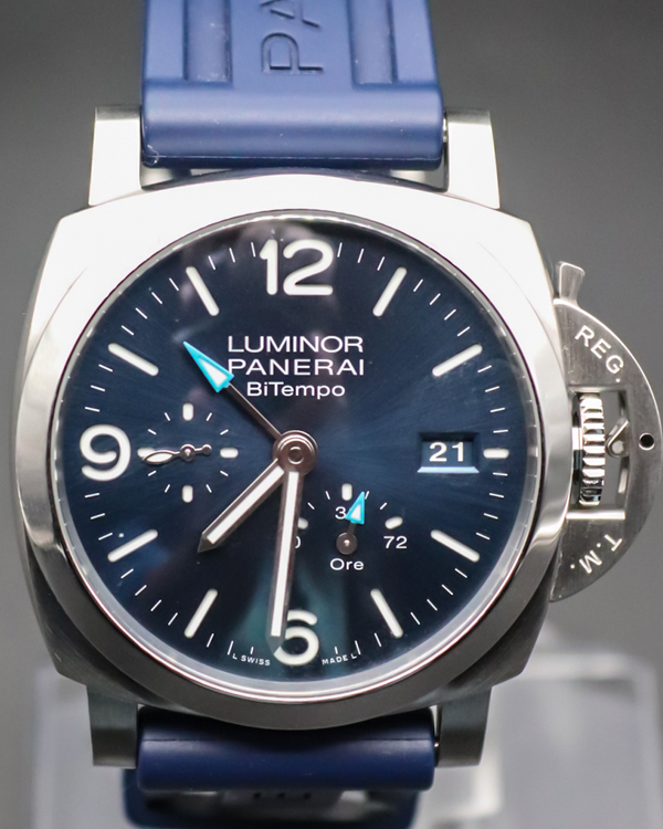 2023 Panerai Luminor 1950 BiTempo 44MM Blue Dial Rubber Strap (PAM01361)