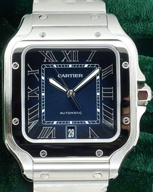 2023 Cartier Santos De Cartier 39.8MM Blue Dial Steel Bracelet (WSSA0030)