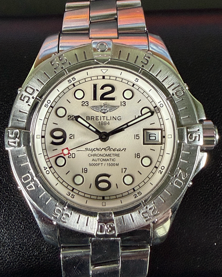 No Reserve - Breitling Superocean 42MM White Dial Steel Bracelet (A17360)