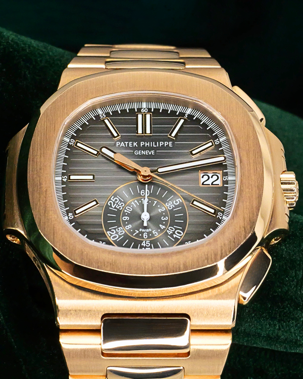 2015 Patek Philippe Nautilus Travel Time Chronograph 40.5MM Black Dial Rose Gold Bracelet (5980/1R-001)