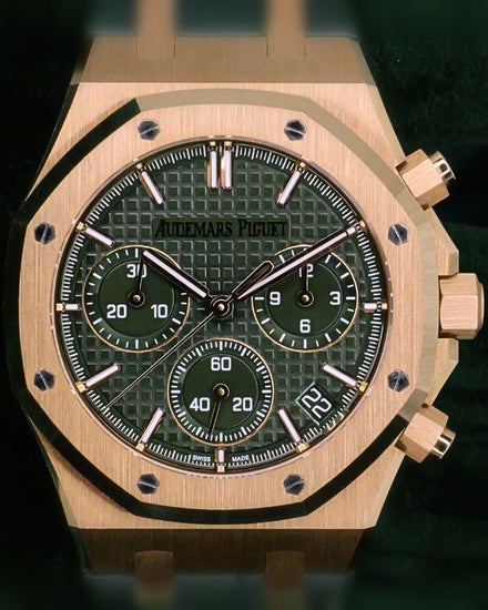 Audemars Piguet Royal Oak Chronograph 41MM Green Dial Leather Strap (26240OR.OO.D404CR.01)