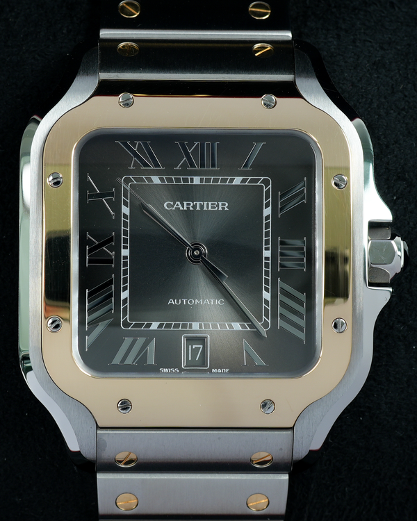 2026 Cartier Santos De Cartier 39.8MM Grey Dial Two-Tone Bracelet (W2SA0030)