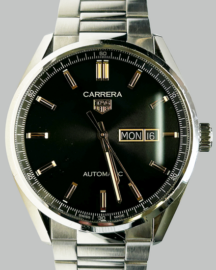 2024 Tag Heuer Carrera Calibre 5 41MM Black Dial Steel Bracelet (WBN2013)