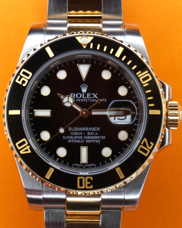(Working) 2016 Rolex Submariner Date 40MM Black Dial Two-Tone Oyster Bracelet (116613LN)