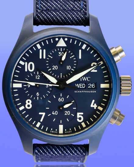 2023 IWC Schaffhausen Pilot Chronograph Top Gun "Oceana" 41.9MM Blue Dial Rubber Strap (IW389404)