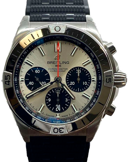 Breitling Chronomat B01 42MM Silver "Panda" Dial Rubber Strap (AB0134101G1S2)