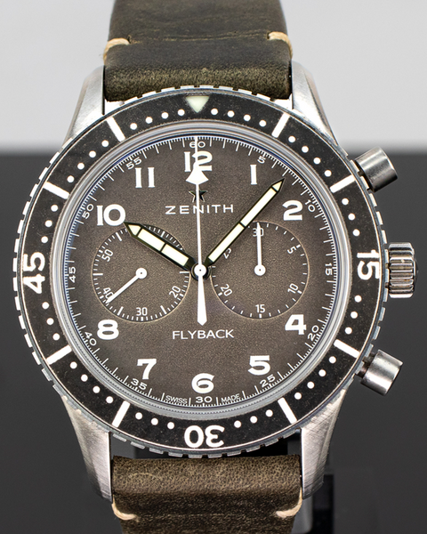 2021 Zenith Pilot Flyback Cronograph 43MM Grey Dial Leather Strap