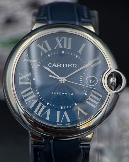 2019 Cartier Ballon Bleu 42MM Blue Dial Leather Strap (WSBB0025)