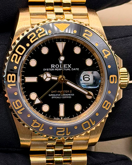 Rolex GMT-Master II "Zombie" 40MM Black Dial Yellow Gold Jubilee Bracelet (126718GRNR)