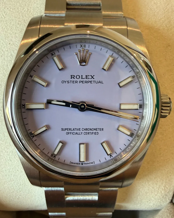 2026 Rolex Oyster Perpetual 34MM Lavender Dial Oyster Bracelet (124200)