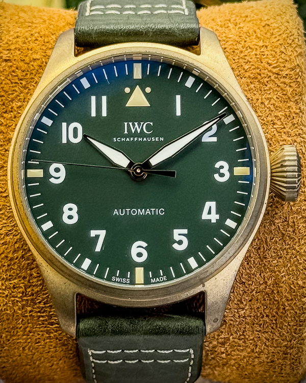 2022 IWC Schaffhausen Pilot Spitfire Bronze 43MM Green Dial Leather Strap (IW329702)